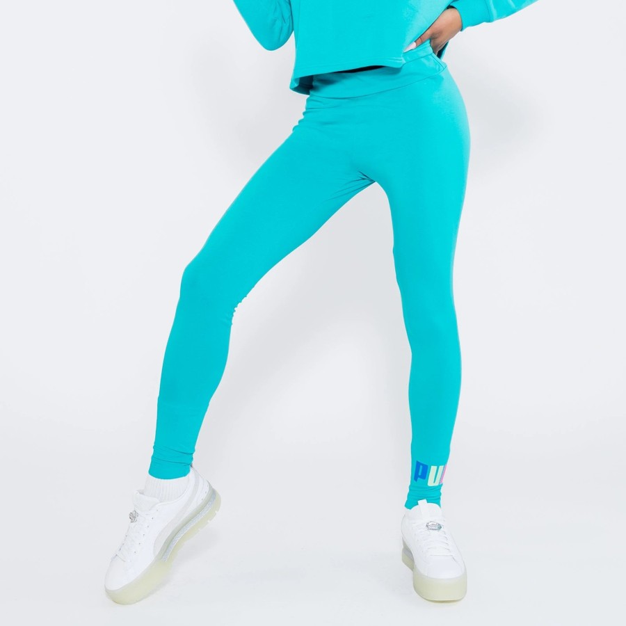 Bottoms | * Puma Essentials Logo Legging Teal Blue